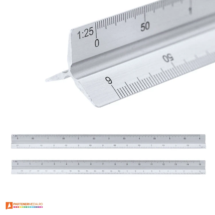 rigle metalice triunghiulare de 30 cm 9774 poza 1