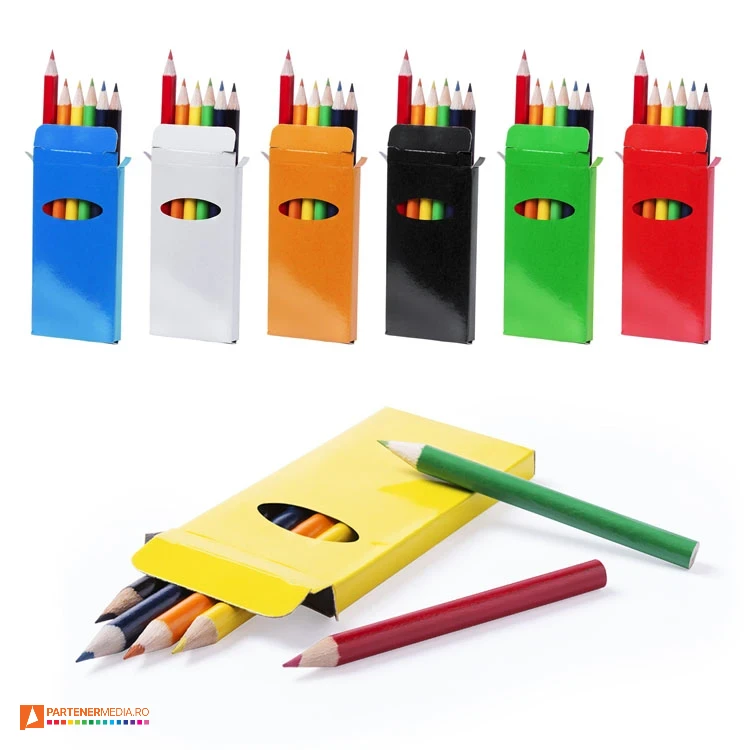 seturi de 6 creioane colorate in cutie colorata din carton 9830 poza 1