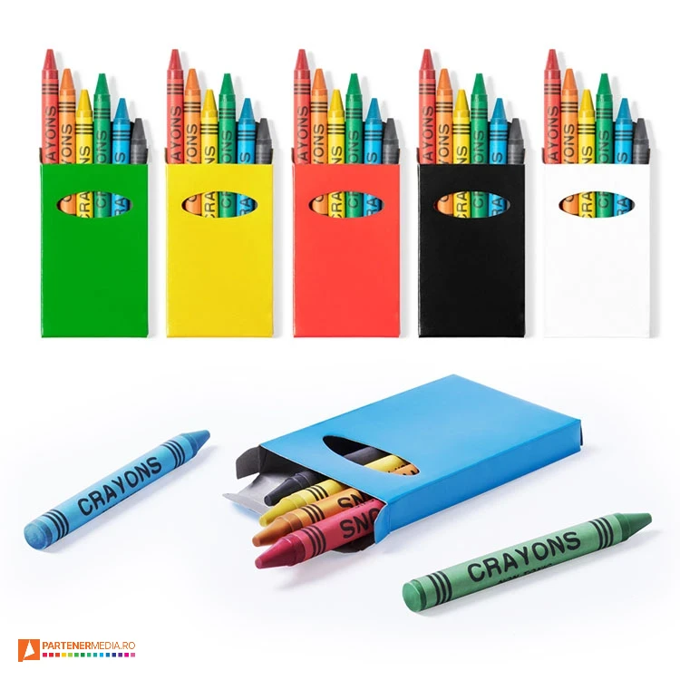 Seturi de 6 creioane cerate in cutie din carton colorata seturi de creioane promotionale cerate in cutie colorata din carton 9831