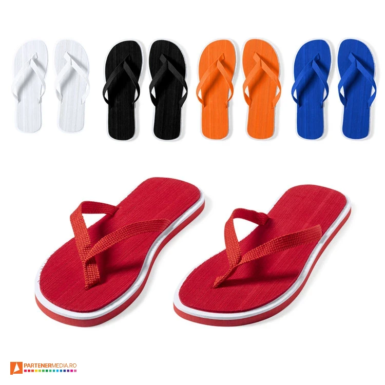 Papuci de plaja cu design unisex si marimi de la 36 la 44 papuci unisex de plaja cu design bicolor 9860