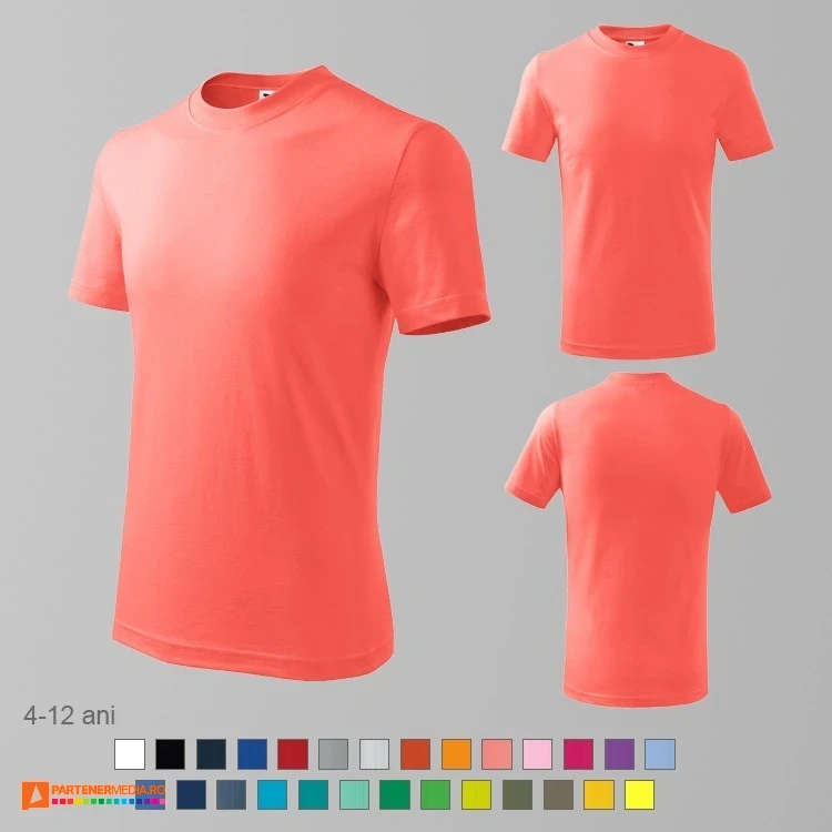 tricouri rosu coral pentru copii din bumbac ad138 poza 18