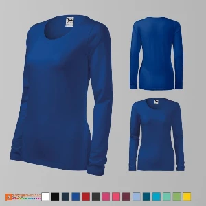 tricouri albastre de dama cu maneci lungi si croiala slim fit ad139 poza 3