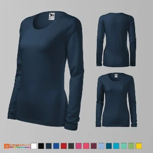 tricouri bleumarin de dama cu maneci lungi si croiala slim fit ad139 poza 5