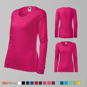 tricouri de dama roz cu maneci lungi si croiala slim fit ad139 poza 11