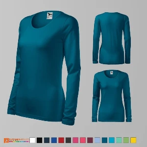 tricouri de dama turquise cu maneci lungi si croiala slim fit ad139 poza 13