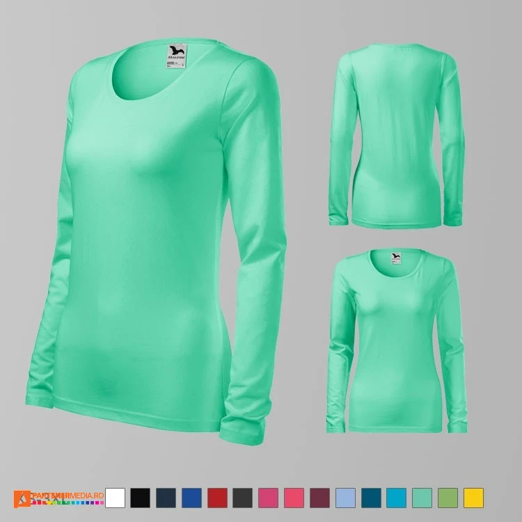 tricouri de dama verzi cu maneci lungi si croiala slim fit ad139 poza 15