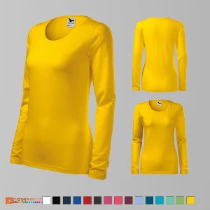 tricouri galbene de dama cu maneci lungi si croiala slim fit ad139 poza 6