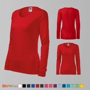 tricouri rosii de dama cu maneci lungi si croiala slim fit ad139 poza 9