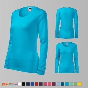 tricouri turquise de dama cu maneci lungi si croiala slim fit ad139 poza 12