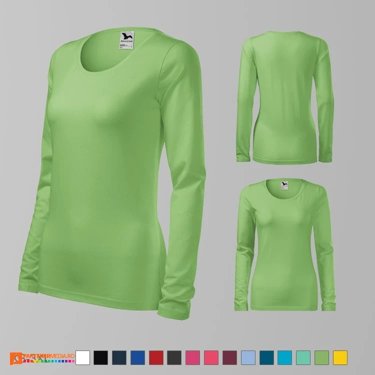 tricouri verzi de dama cu maneci lungi si croiala slim fit ad139 poza 14