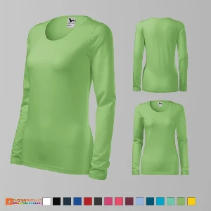 tricouri verzi de dama cu maneci lungi si croiala slim fit ad139 poza 14