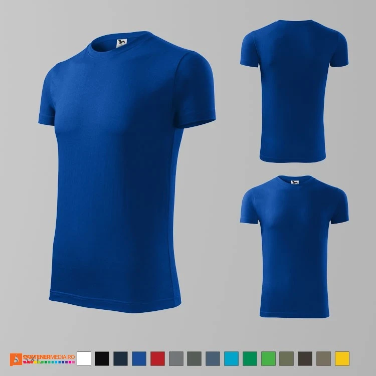 tricouri albastre slim fit pentru barbati din bumbac ad143 poza 3