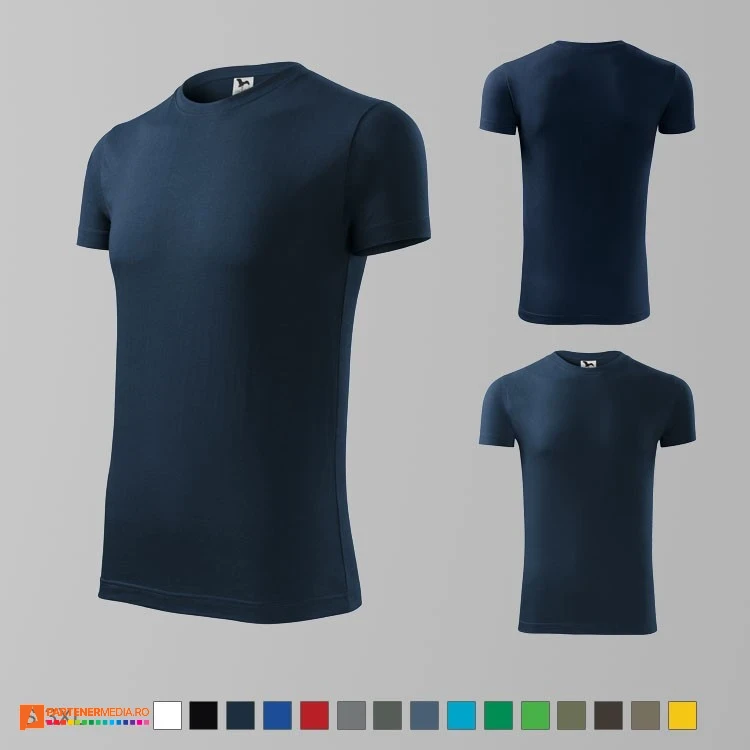 tricouri bleumarin slim fit pentru barbati din bumbac ad143 poza 5