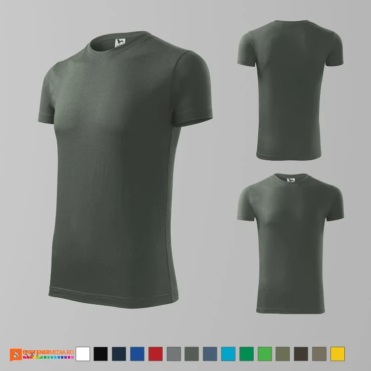 tricouri gri inchis slim fit pentru barbati din bumbac ad143 poza 8