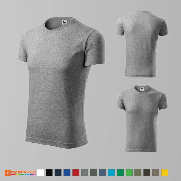 tricouri gri slim fit pentru barbati din bumbac ad143 poza 7
