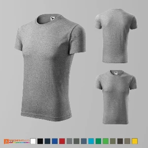 tricouri gri slim fit pentru barbati din bumbac ad143 poza 7