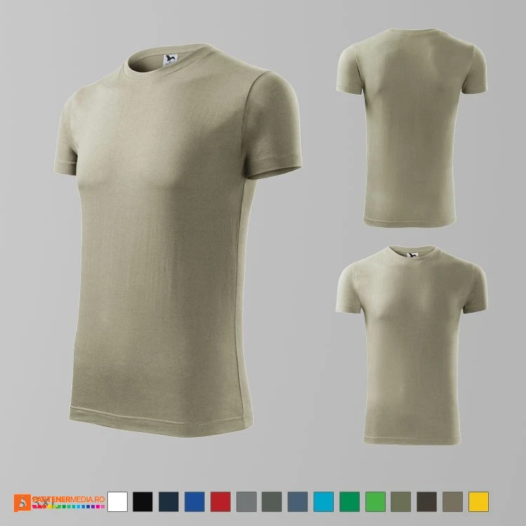 tricouri khaki deschis slim fit pentru barbati din bumbac ad143 poza 10
