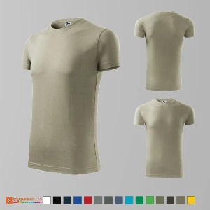 tricouri khaki deschis slim fit pentru barbati din bumbac ad143 poza 10