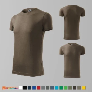 tricouri khaki inchis slim fit pentru barbati din bumbac ad143 poza 11
