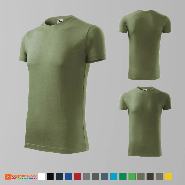 tricouri khaki slim fit pentru barbati din bumbac ad143 poza 9