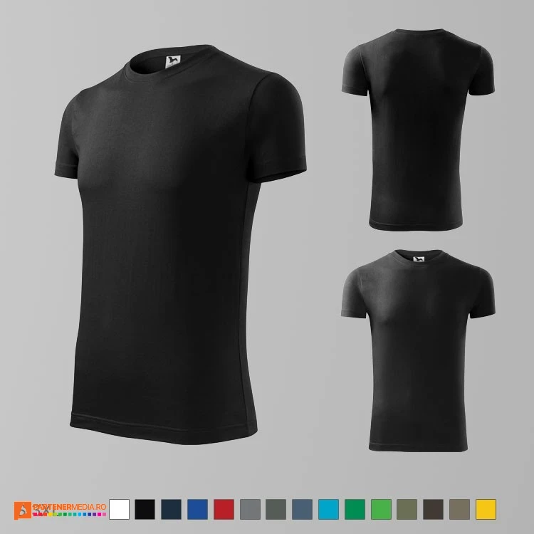 tricouri negre slim fit pentru barbati din bumbac ad143 poza 12
