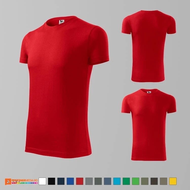 tricouri rosii slim fit pentru barbati din bumbac ad143 poza 13