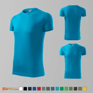tricouri turquise slim fit pentru barbati din bumbac ad143 poza 14