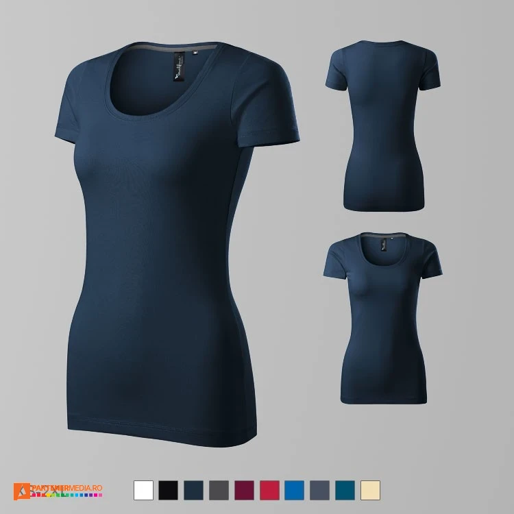 tricouri bleumarin promotionale de dama din bumbac si elastan ad152 poza 5