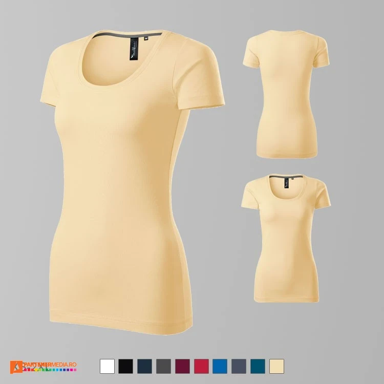 tricouri crem promotionale de dama din bumbac si elastan ad152 poza 6