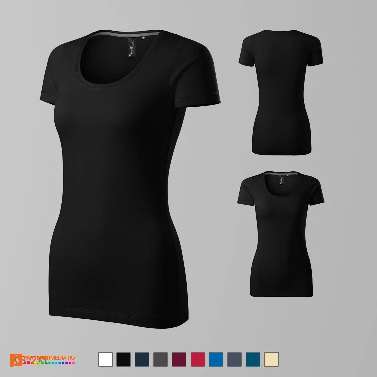 tricouri negre promotionale de dama din bumbac si elastan ad152 poza 8