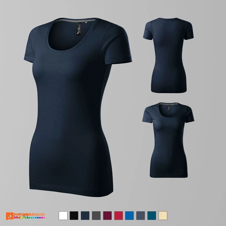 tricouri promotionale bleumarin de dama din bumbac si elastan ad152 poza 4