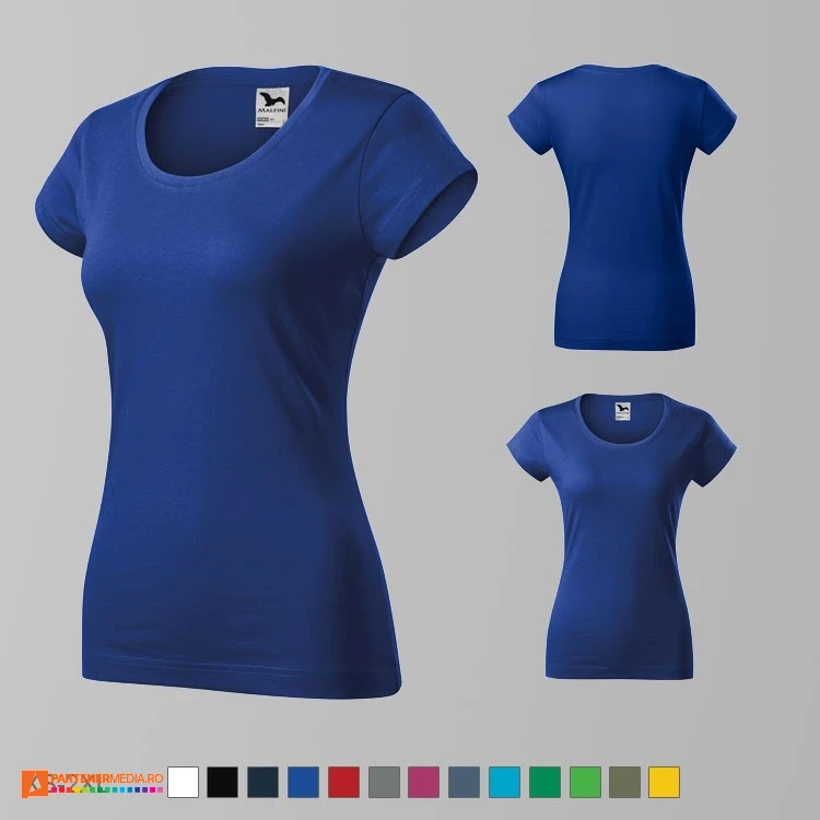 tricouri albastre slim fit pentru dama din bumbac ad161 tricouri albastre slim fit pentru dama din bumbac ad161 poza 3