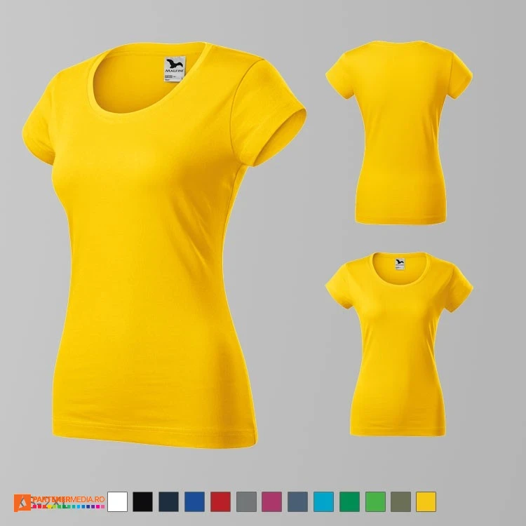 tricouri galbene slim fit pentru dama din bumbac ad161 tricouri galbene slim fit pentru dama din bumbac ad161 poza 6