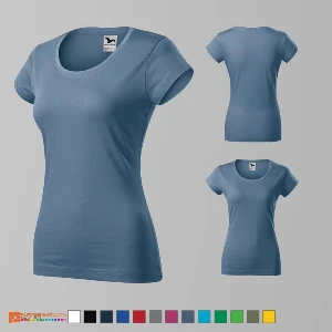 tricouri slim fit albastre pentru dama din bumbac ad161 poza 4