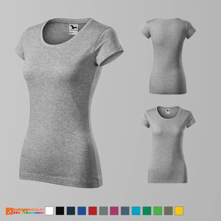 tricouri slim fit gri pentru dama din bumbac ad161 tricouri slim fit gri pentru dama din bumbac ad161 poza 7