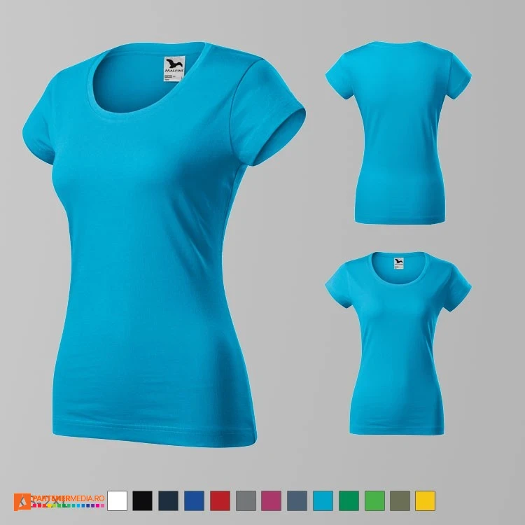 tricouri slim fit turquise pentru dama din bumbac ad161 tricouri slim fit turquise pentru dama din bumbac ad161 poza 11