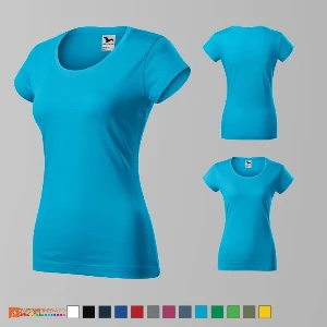 tricouri slim fit turquise pentru dama din bumbac ad161 poza 11