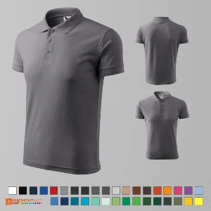 tricouri gri polo barbatesti din bumbac si poliester ad203 poza 14