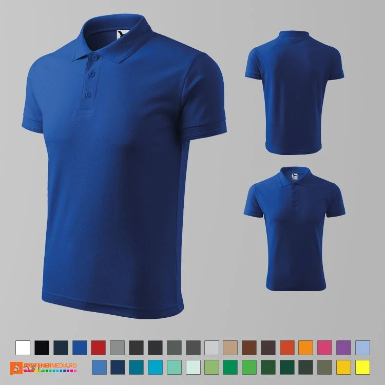 tricouri polo barbatesti albastre din bumbac si poliester ad203 poza 3