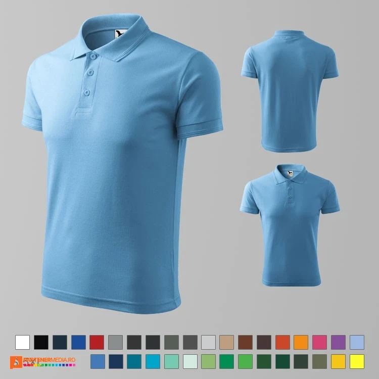tricouri polo barbatesti albastru deschis din bumbac si poliester ad203 poza 4