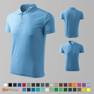 tricouri polo barbatesti albastru deschis din bumbac si poliester ad203 poza 4