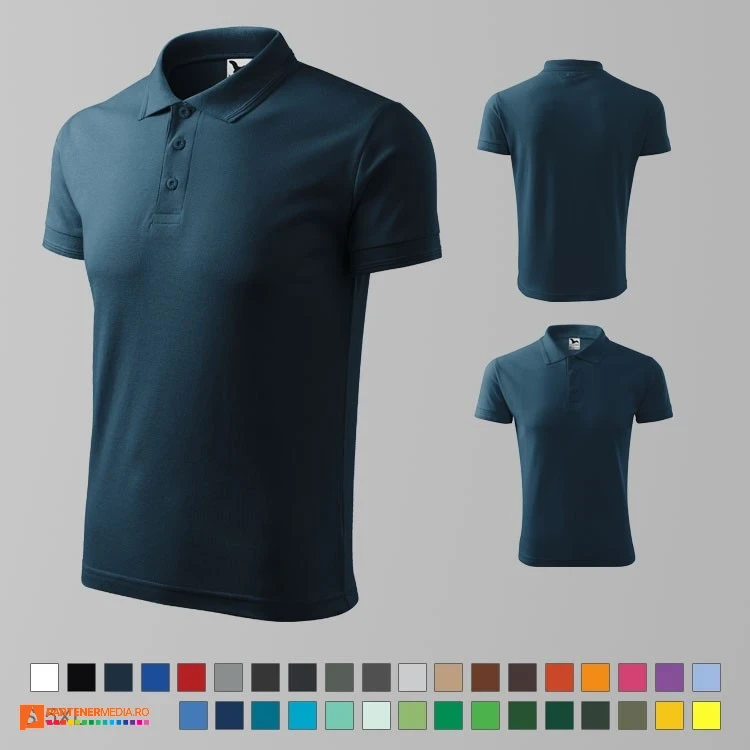 tricouri polo barbatesti albastru inchis din bumbac si poliester ad203 poza 6