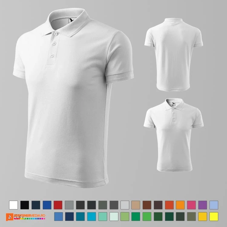 tricouri polo barbatesti albe din bumbac si poliester ad203 poza 2