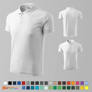 tricouri polo barbatesti albe din bumbac si poliester ad203 poza 2