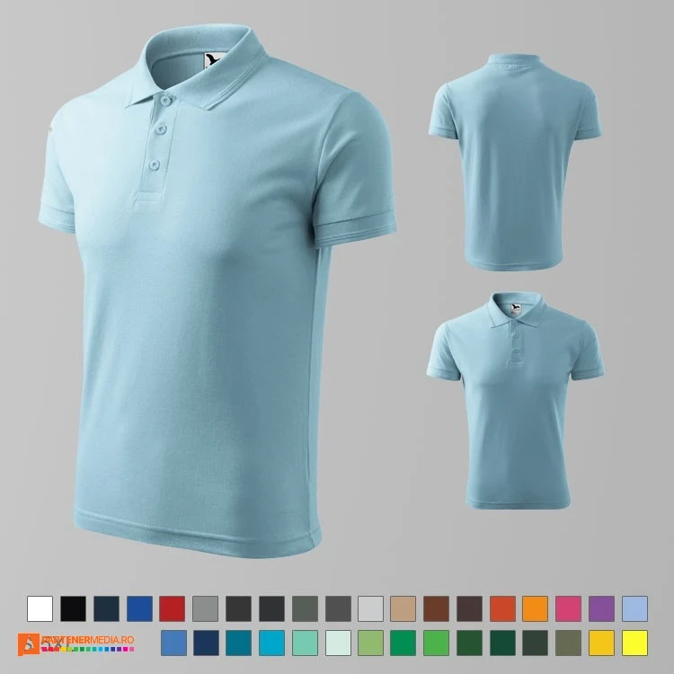 tricouri polo barbatesti bleu din bumbac si poliester ad203 poza 5