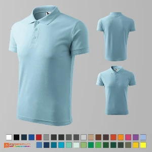 tricouri polo barbatesti bleu din bumbac si poliester ad203 poza 5