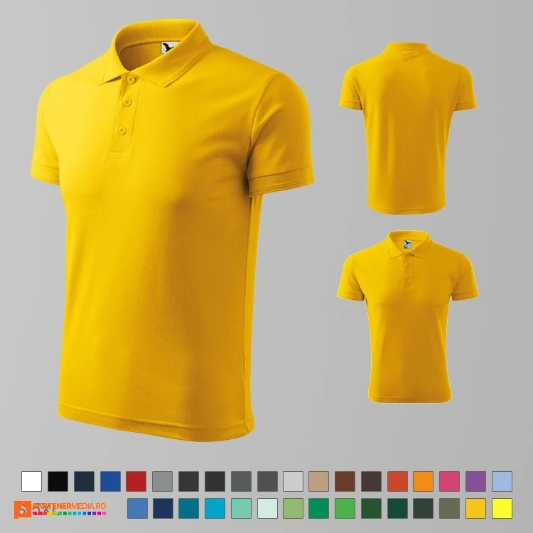 tricouri polo barbatesti galbene din bumbac si poliester ad203 poza 9