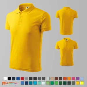 tricouri polo barbatesti galbene din bumbac si poliester ad203 poza 9
