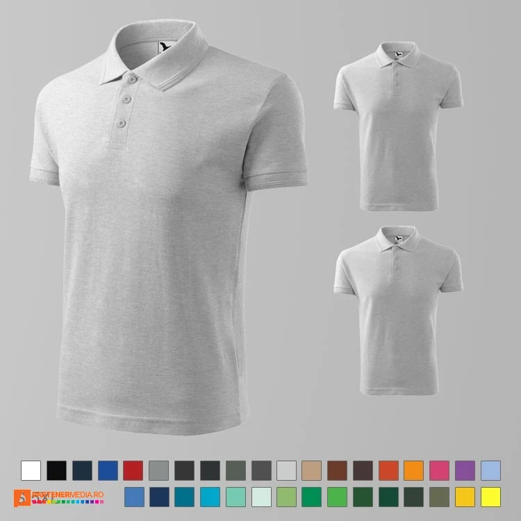tricouri polo barbatesti gri deschis din bumbac si poliester ad203 poza 12