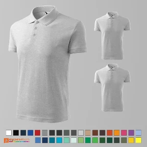 tricouri polo barbatesti gri deschis din bumbac si poliester ad203 poza 12